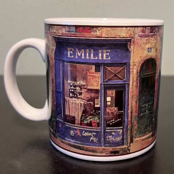 Set of 3 SAKURA French STOREFRONTS Stoneware Mugs w/ Art by Chiu Tak Hak ~ Paris - Picture 3 of 12